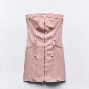 Zara Denim  Pink Strapless Dress